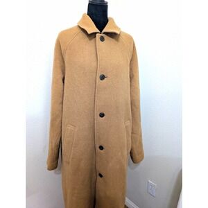 GAP Men's Medium Camel Brown Recycled Wool Blend Long Overcoat Car Coat